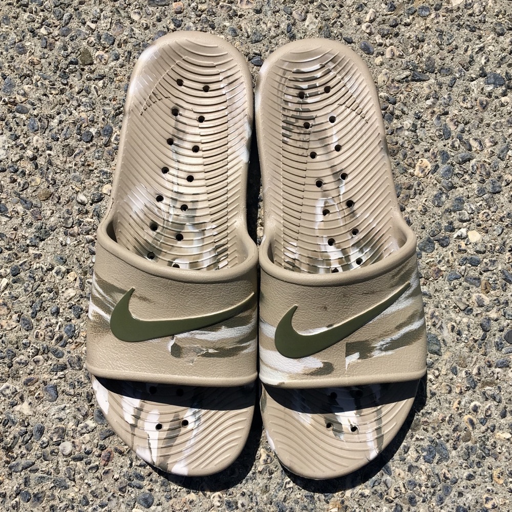 NIKE KAWA SHOWER SANDALS SWOOSH ARMY STYLE MARBLE - Picture 2 of 6